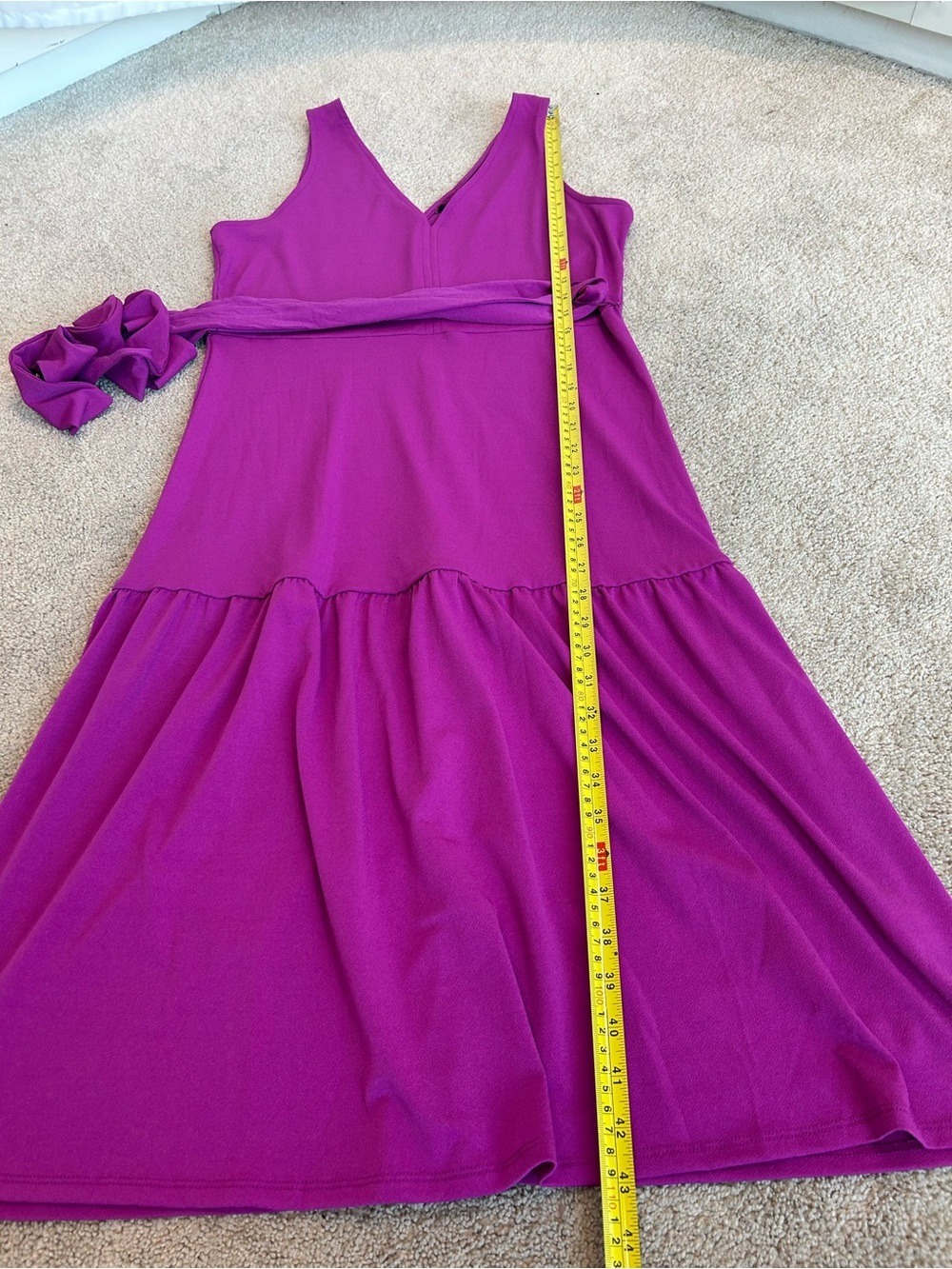 Banana Republic Petite Magenta Purple Sleeveless Midi Dress Tie Waist Sz M NWOT - Picture 7 of 13